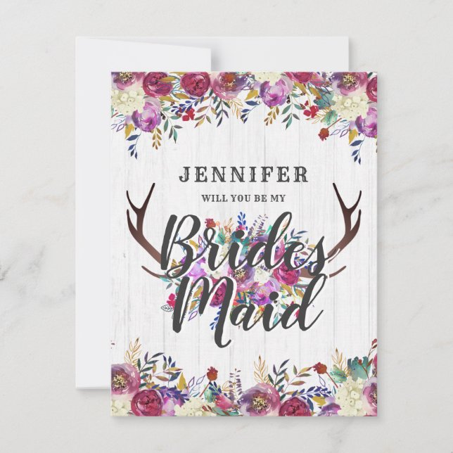 Convites Floral Deer Antlers Vai Ser Minha Porta-Pontas (Frente)