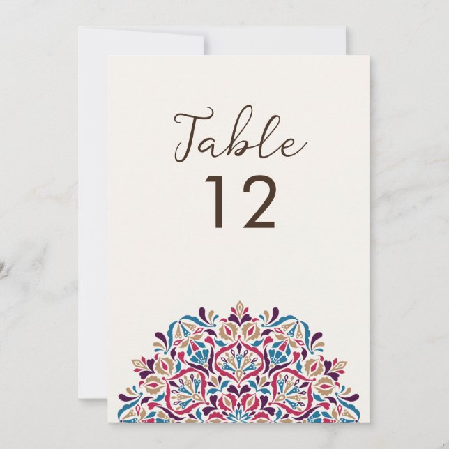 Convites Floral Delight Mandala Wedding Table Number (Frente)