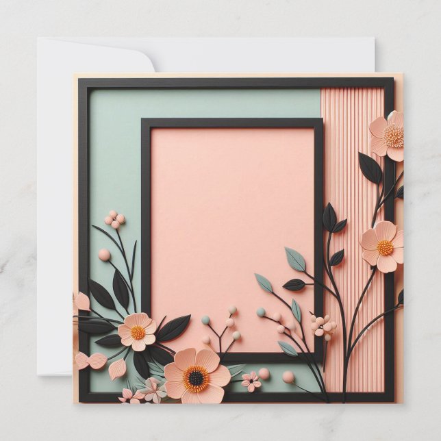 Convites Floral dimensional bicolor (Frente)