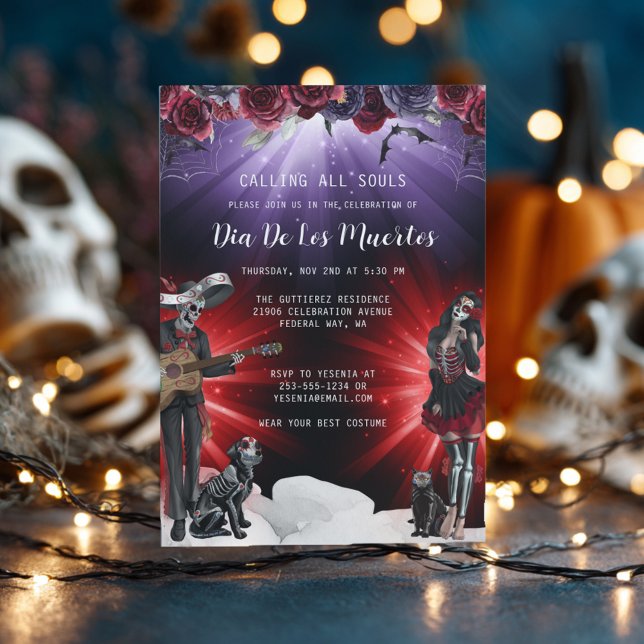 Convites Floral do Dia dos Mortos (Day of the Dead Floral Invitation)