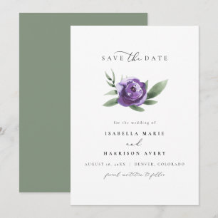 Convites Floral do Jardim Roxo LILAH Elegante Salvar a Data