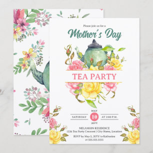 Convites Floral do Partido Tea do dia de as mães