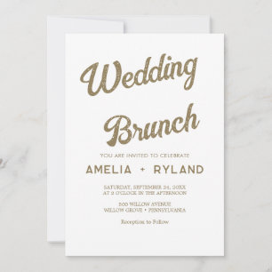 Convites Floral Dourada Brunch de Casamento Creme e Doura