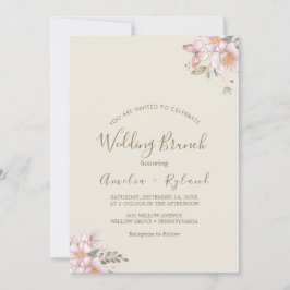 Convites Floral Dourada | Brunch de Casamento Creme e Doura