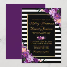 Floral Dourada Violeta Roxo Stripes Negra Casament