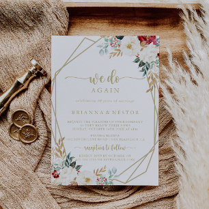 Convites Floral Dourado Clássico Fazemos Novamente Renovaçã