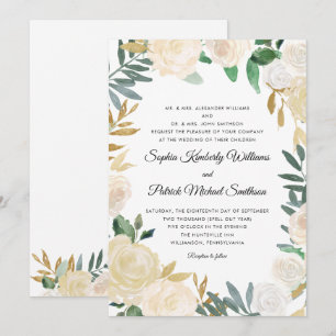 Convites Floral Dourado Elegante hospedagem de todos os p