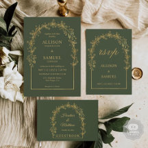 Floral Dourado Verde de Garrafa Escura Personaliza