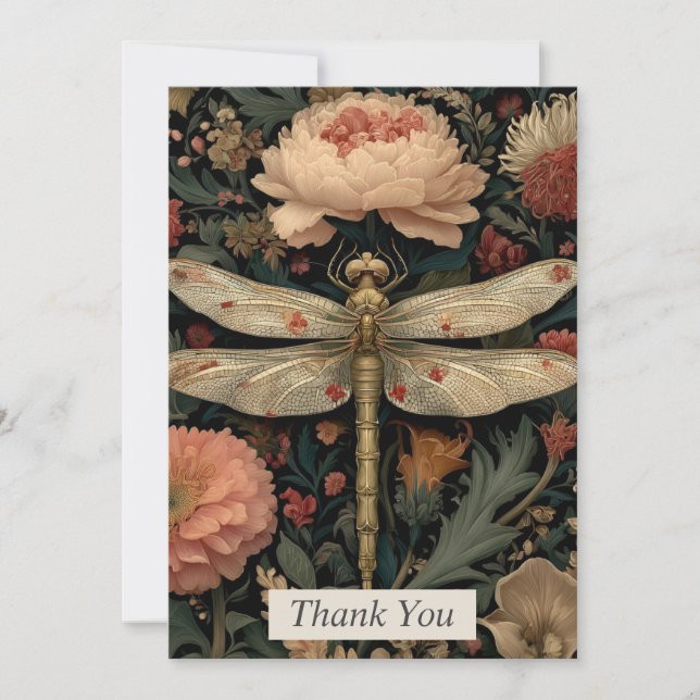 Convites Floral Dragonfly Thank You Card (Frente)