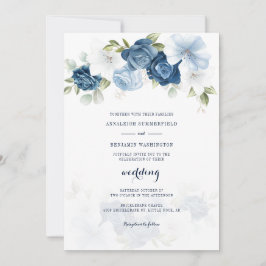 Convites Floral Dusty Blue Wedding