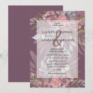 Convites Floral Dusty Burgundy Ampersand Wedding