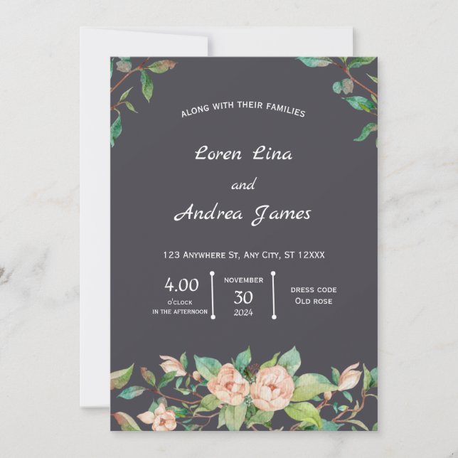 Convites Floral e Botânica Verde Elegante e Natural (Frente)