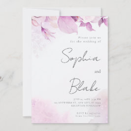 Convites Floral e Folhas Modernas, Rosa Suave, Boho