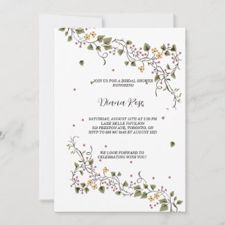 Convites floral e videiras minimalista verde
