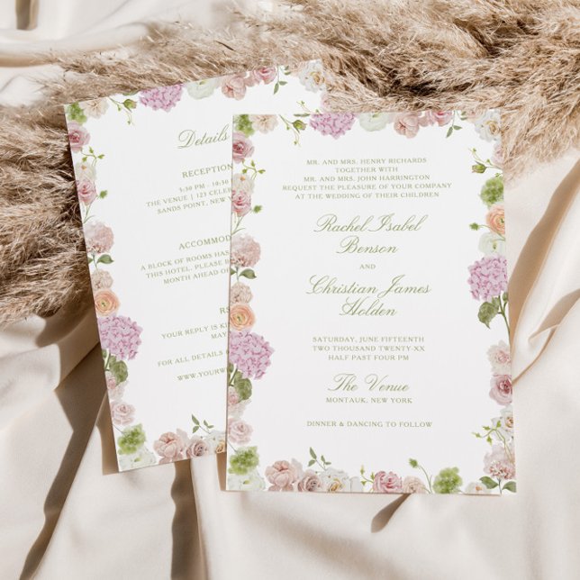 Convites Floral Elegance Pink Green All in one Wedding (Criador carregado)