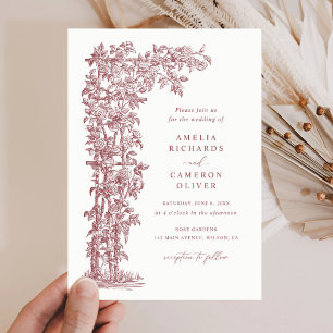 Convites Floral Elegant French Rosas Trellis Wedding