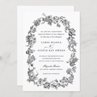 Convites Floral Elegant Vintage French Roses Wedding