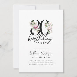 Convites Floral Elegante 80 Birthday