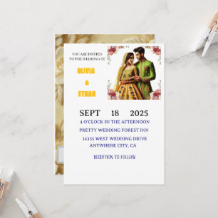 Convites Floral elegante amarelo-manteiga e verde