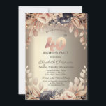 Convites Floral Elegante,aniversário de 40 anos das luzes d<br><div class="desc">Um convite moderno,  chico e glamouroso com luzes de cordas elegantes,  e flores.</div>