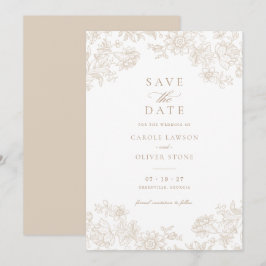 Convites Floral Elegante Beige Salve a Data