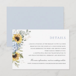 Convites Floral Elegante Blue Hydrangea Sunflower Detalhes