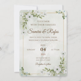 Convites Floral Elegante - Boho Rústico Personalizável