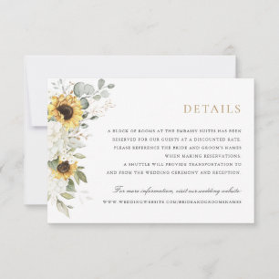 Convites Floral Elegante Branco Hydrangea Sunflower Detalhe