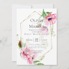Convites Floral Elegante, cor-de-rosa, Primavera