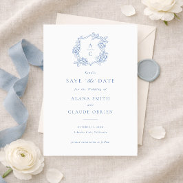 Convites Floral Elegante Crista de Hortênsia Azul Save the 