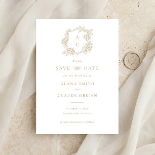 Convites Floral Elegante Crista de Hortênsia Dourada Save t