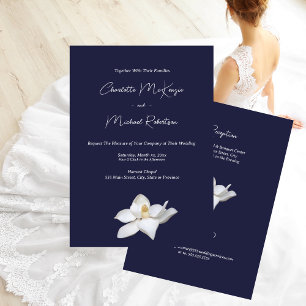 Convites Floral Elegante da Magolia Branca no Casamento do 