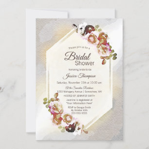 Convites Floral Elegante Dourado e Silver Watercolor