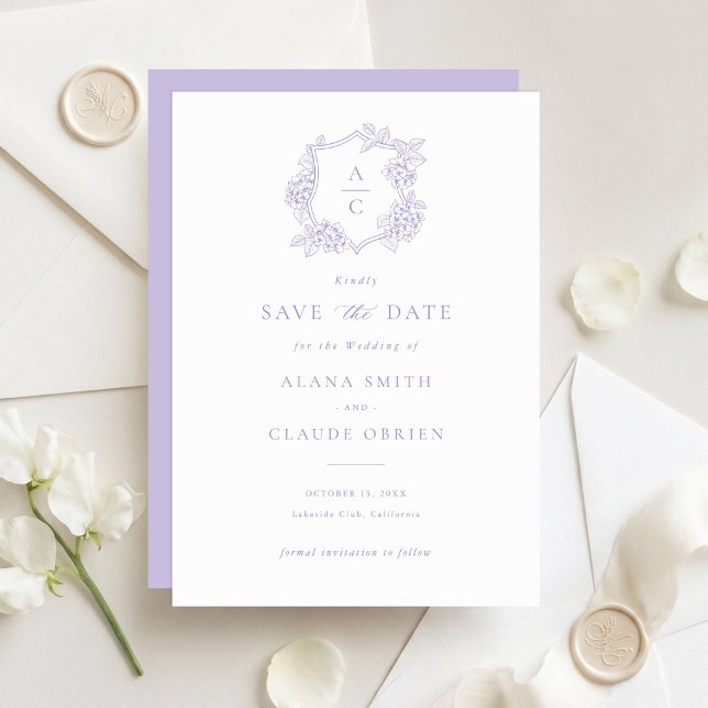 Convites Floral Elegante Hortênsia Roxa Save the Date (Criador carregado)