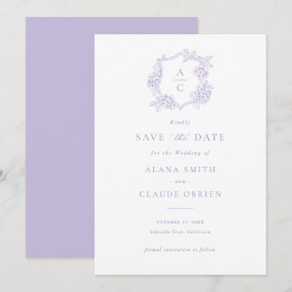 Convites Floral Elegante Hortênsia Roxa Save the Date