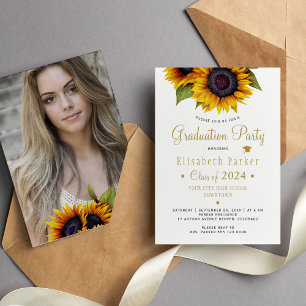 Convites Floral elegante PHOTO Chic festa de formatura Conv