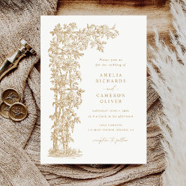 Convites Floral Elegante Rosas Franceses Trellis Casamento 