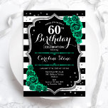 Convites Floral Elegante Verde Silver 60º Aniversário<br><div class="desc">60º Convite de aniversário. Elegante design verde-esmeralda floral com prata brilhante e rosas. Apresenta faixas pretas e brancas e fontes de script. Perfeito para uma comemoração de dia das mulheres na moda. Pode ser personalizado para qualquer idade! Impressos convites Zazzle ou modelo de impressão digital instantânea para download.</div>