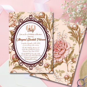 Convites Floral Elegante Vintage Aniversário Marcante para 