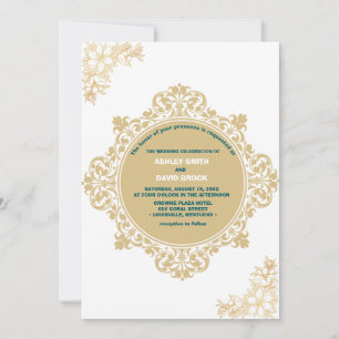 Convites Floral Elegante Vintage Beige Neutral Wedding
