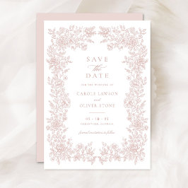 Convites Floral Elegante Vintage Blush Casamento Salve a Da