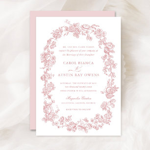 Convites Floral Elegante Vintage Rosas Blush Franceses Casa