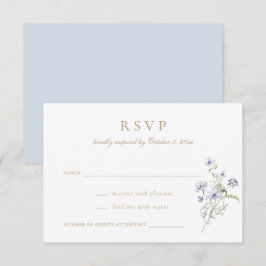 Convites Floral Elegante Wildflower Dusty Blue Weding RSVP