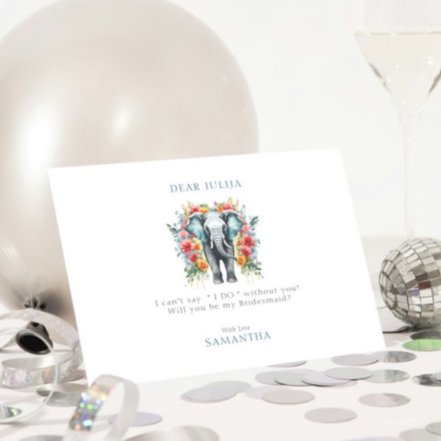 Convites Floral Elephant Bay Azul Você Será Minha Dama de H (Criador carregado)