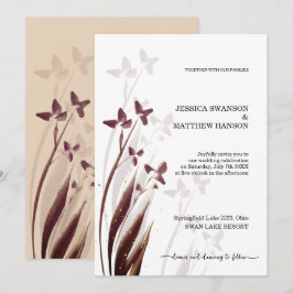 Convites Floral em Aquarela Selvagem e Manchada de Vinho