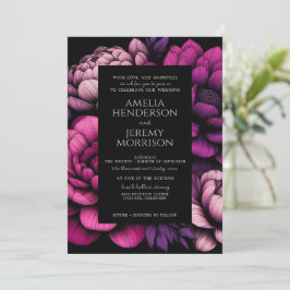 Convites Floral em negrito roxo com código QR