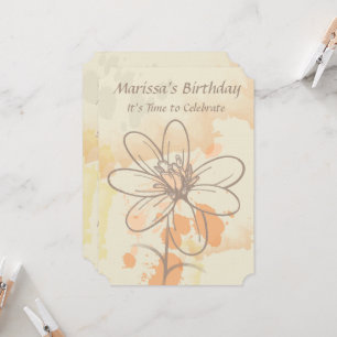 Convites Floral esboçado no Aniversário do Watercolor Splat