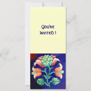 CONVITES FLORAL ESTILIZADA/ROSA VERMELHO VERDE LARANJA AZUL