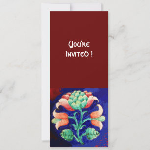 CONVITES FLORAL ESTILIZADA/ROSA VERMELHO VERDE LARANJA AZUL