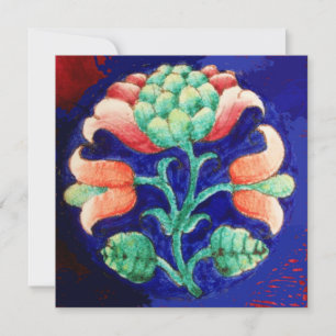 CONVITES FLORAL ESTILIZADA/ROSA VERMELHO VERDE LARANJA AZUL